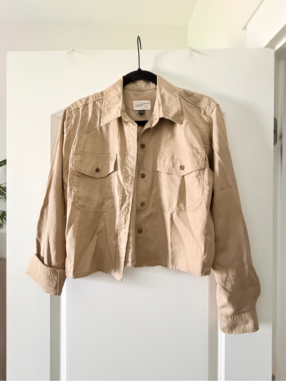 Universal Thread Khaki Utility Shirt with Button Front Crop Style